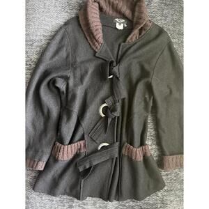 Vintage Angel black + brown contrast knit collar jacket (L)